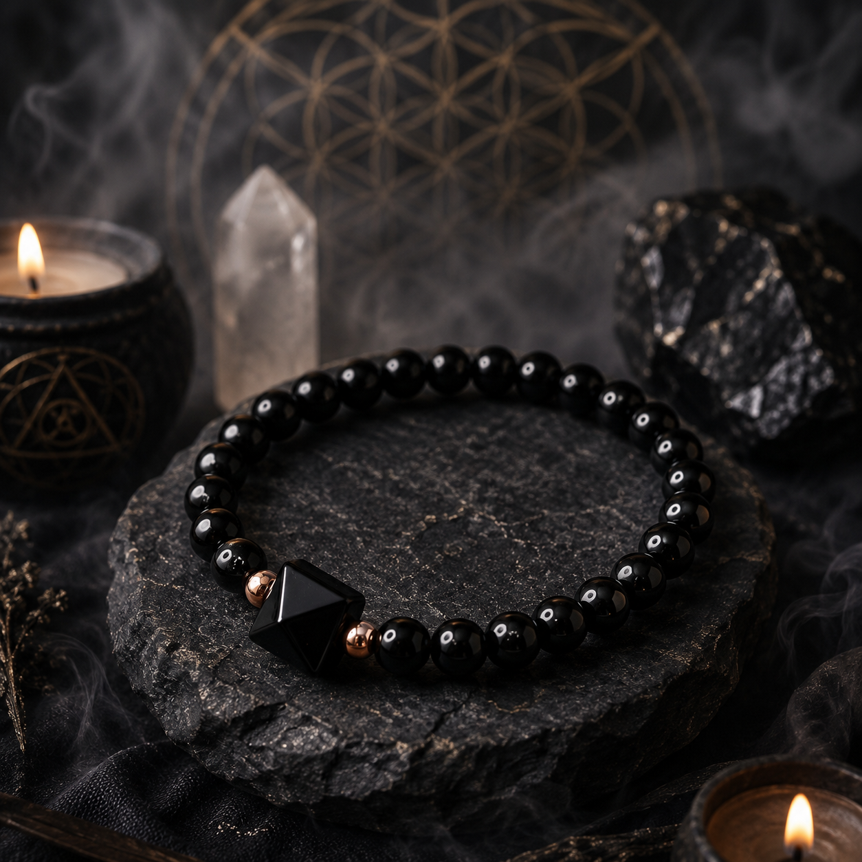 Bracciale in onice con piramide da donna